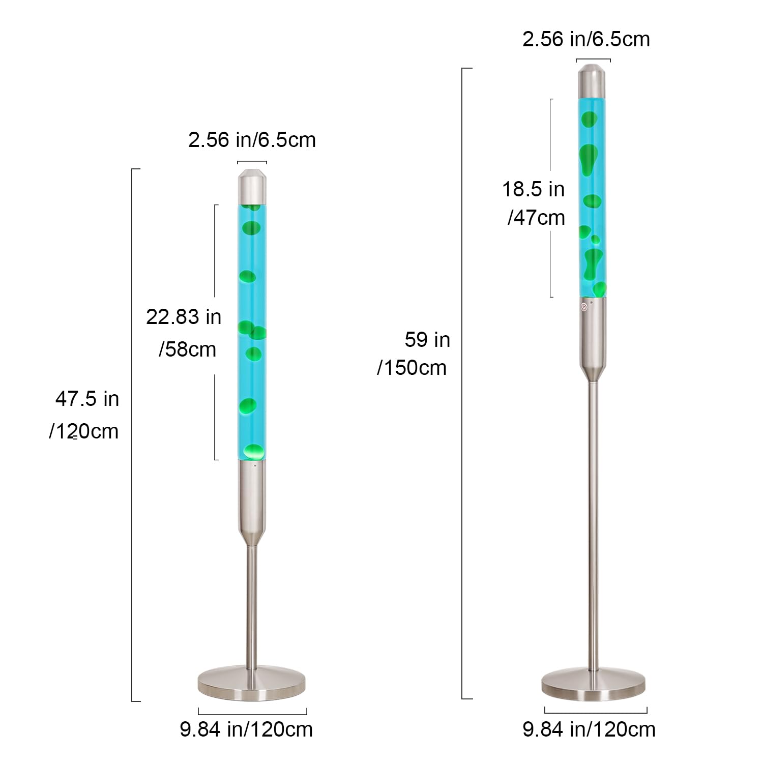Kyzfy Lámpara de movimiento líquido de 110 cm, lámpara de magma, luz calmante adecuada para decoración del hogar, decoración de oficina, bar, bar, etc. (cera azul, agua verde, 47,5 pol)