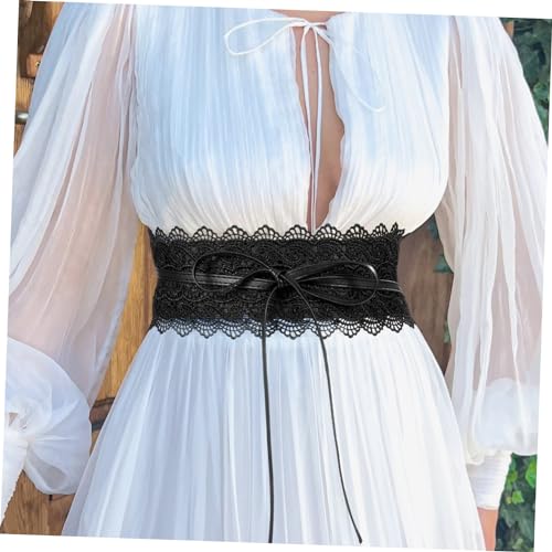 Women Black Lace Wide Waist Belt Corset Cinch Belt for Dresses Fashion Accessories to Enhance Your Figure and Style for Tunics and Leggings4