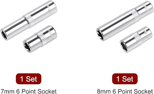 Miniatura 3 de uxcell Juego de llaves de vaso de 14 pulgadas de profundidad y poco profunda, acero CR-V de 6 puntos