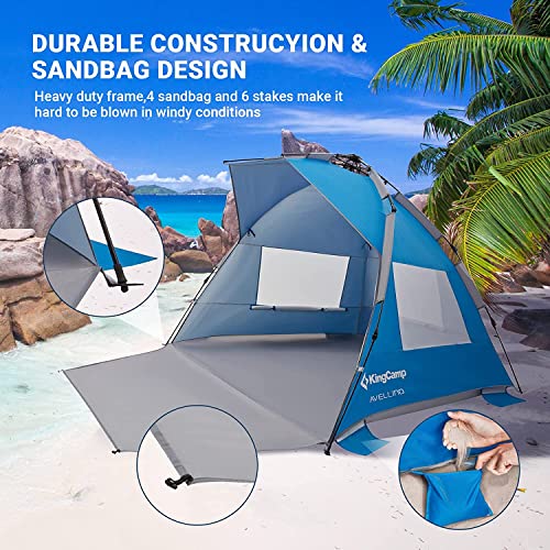 KingCamp Beach Tent Pop Up Shade, 10s Easy Set Up Portable Beach Canopy Tent Sun Shelter for 3-4 Person, Lightweight Instant Tent with Extendable Floor Beach Outdoor Camping Picnic - image 7