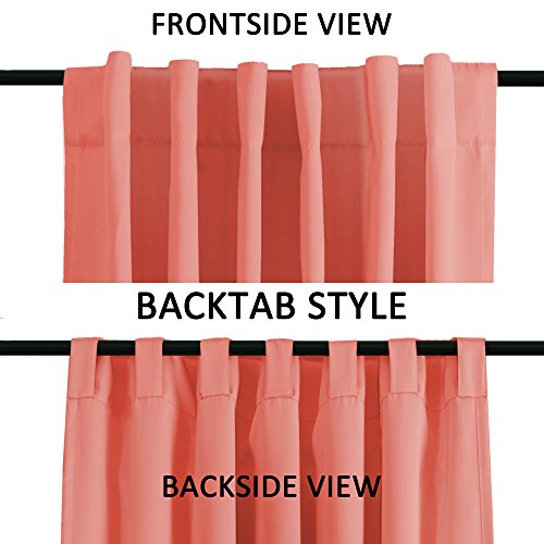 Turquoize Coral Curtains For Bedroom Blackout Curtains 63 Length Energy Efficient Thermal Insulated Curtains Back Tab/Rod Pocket Window Curtain Panels - 2 Panels Set- Coral, 52 X 63 Inches #TOP3