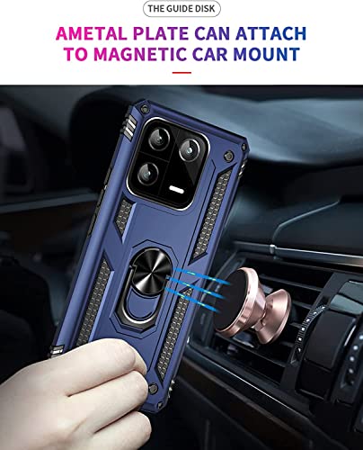 Image of ShieldTech Back Cover for Redmi Note 13 Pro 5G | Rugged Armor Case with Ring Stand | 360 Protection | Shockproof | Camera & Screen Guard (PC, Blue)