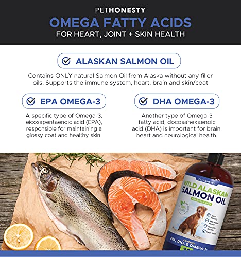 Pethonesty Wild Alaskan Salmon Oil For Dogs - Omega-3 For Dogs - Pet Supplement - Epa + Dha Fatty Acids, Helps With Sensitive Skin And Normal Shedding - Supports Joints, Brain & Heart Health - 16Oz #TOP2