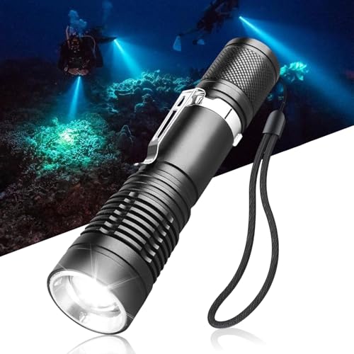 Pocketman Diving Flashlight Waterproof Diving Torch 3 Modes Dive Lights Underwater 40M LED Flashlight for Under Water Deep Sea Cave Night Diving