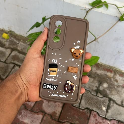 Image of Outlouders Back Cover for OnePlus Nord CE 4 5G | 3D Cartoon Bear Cute Fun Silicone Full Body Protection Bumper Case (Brown)