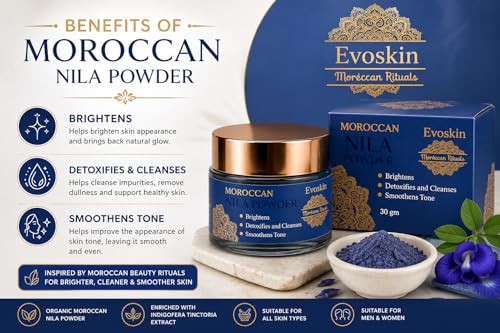 Image of Moroccan Rituals by Evoskin Moroccan Nila Powder for Skin Care | Helps Brighten Look & Improve Texture | Supports Cleansing & Detox Routine | Evens Appearance of Skin Tone | Natural Beauty Care Powder for Face & Body (30g)
