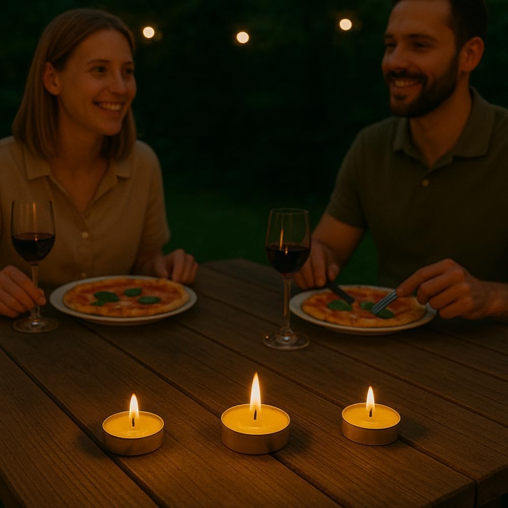 Virsus 200 Tea Light antizanzare alla citronella candeline Ceri profumate antigoccia per interno e esterno lumini da Giardino Feste ed Eventi