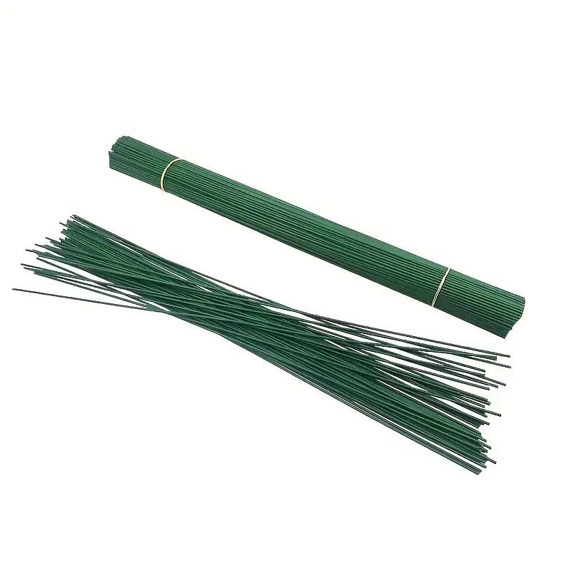 Image of TRAIS 100 PCS Green Floral Stem Wire for Flower Arrangement, Bouquet Making, Florist Crafts, DIY Decoration & Floral Support