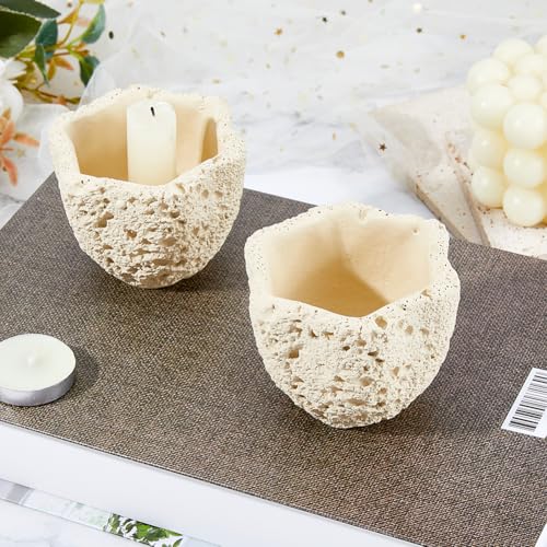 DICOSMETIC 2er Set Dekorativer Streichholzhalter Beton Niedliches Streichholzglas Beige Streichholzbox Modernes Home Decor Geschenk Handgemachte Streichholzdose für Kamin Badezimmer Kerzen