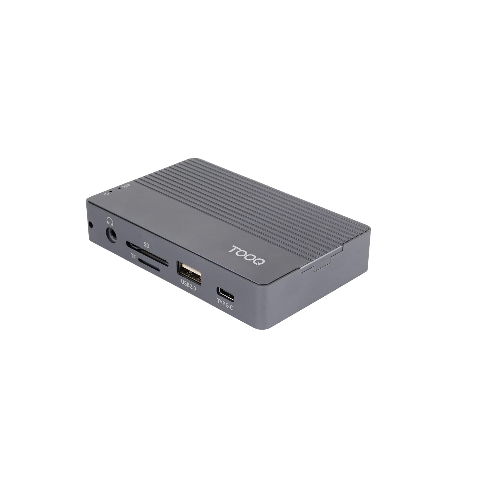 TOOQ TQE-2242G obudowa zewnętrzna do dysków SSD M.2 NVMe/SATA z koncentratorem 10 w 1, USB-C 3.2 Gen2, 2× USB-A 3.1 Gen2, USB-A 2.0, HDMI 2.0, RJ45 Gigabit, czytnikiem SD/TF, audio 3,5 mm i ładowaniem