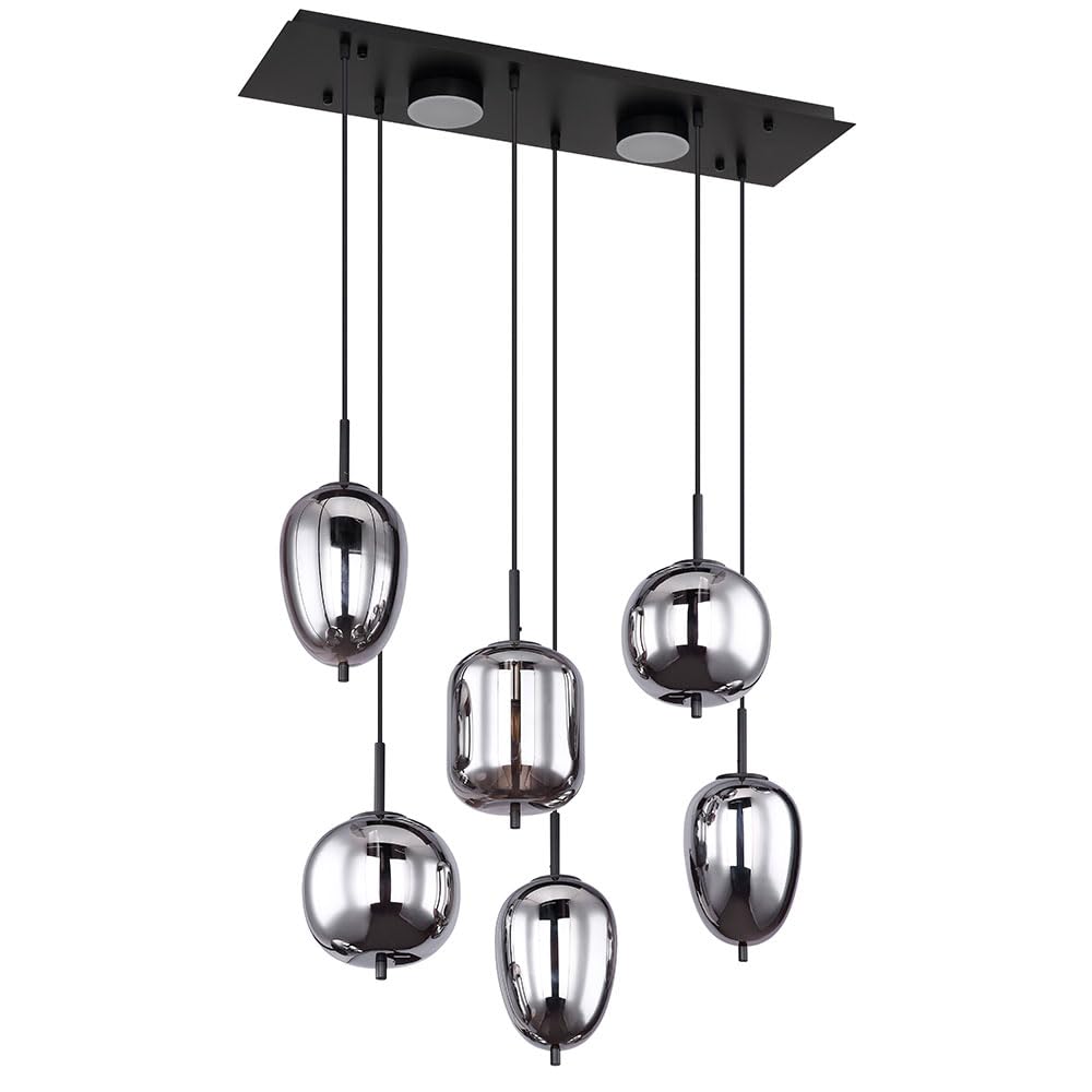 GLOBO Pendant Light Ceiling Light Dining Room Lamp 6-Bulb Glass Smoke Colour