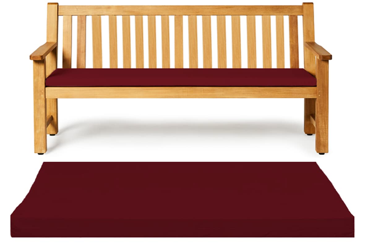 Dazzle Collection Burgundy Waterproof Seat Pads For Garden Chairs Indoor & Outdoor Garden Sofa Foam Seat Pad Patio Bench Cushions Pad (2 Seater Bench Pad 108Cm X 45Cm X 5Cm, )