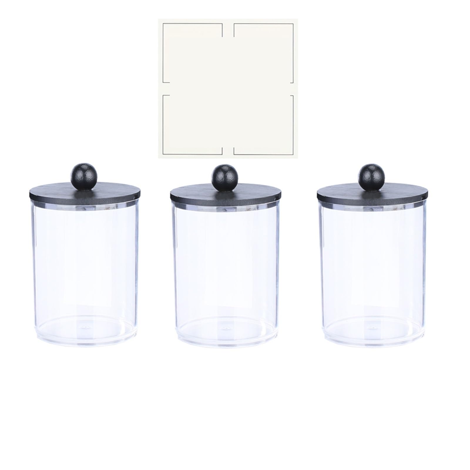 QuxetlRyz 2/3/4 Pack Bathroom Storage Canisters Qtip Holder Dispenser with Lids - Clear Plastic Jar for Vanity Makeup Cotton Buds Holder(3pcs)