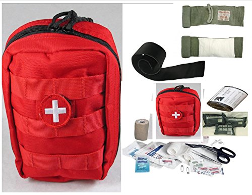 VAS Tactical Trauma First AID KIT #2 Plus - Israeli Bandage & Universal (SAM Type) Splint RED MOLLE Bag