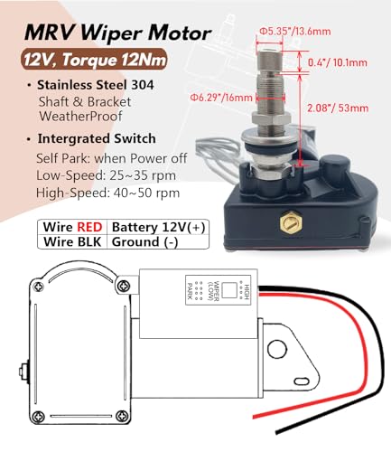 Image of Windshield Wiper Motor 12V 80 Degree Wiper Motor Replaces 34000 30991 WWF12C18 Series Wiper Motor - MRV and Automotive Boat Applicable (TF-C4000-S)