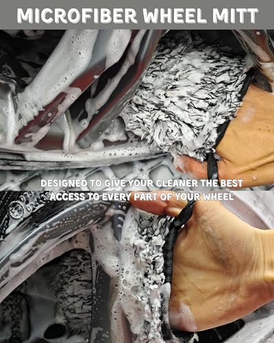 7PCS Pro-Grade Wheel Cleaning Kit: Long Handle Soft Wheel Brushes, Detailing Brush, Tire Scrubber, Wash Mitt, Hex-Logic Applicator & Microfiber Towel for Deep Car Detailing - Image 4