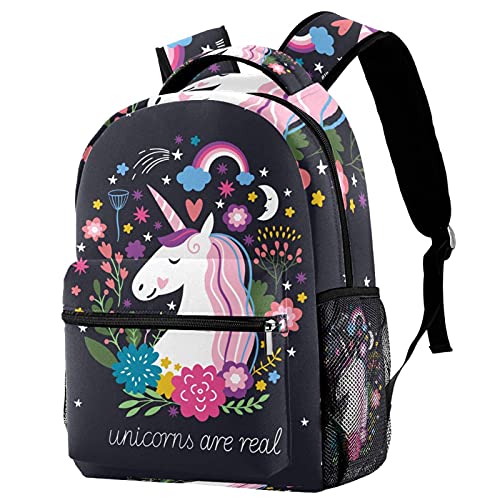 Sac à dos licorne violet de grande capacité avec bretelles confortables