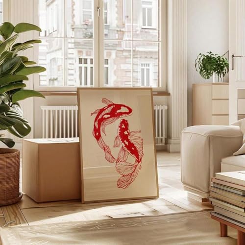 Toile poisson koi rouge pour raviver un mur vide sans effort - 3