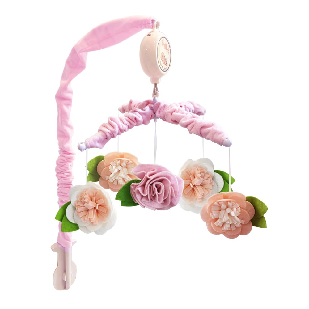 MOVEBO Floral Musical Baby Mobile for Crib Toys Hanging Cute Design for Boys and Girls Perfect Baby Crib Mobile with Music Ideal Crib Hanging Toy(Pink