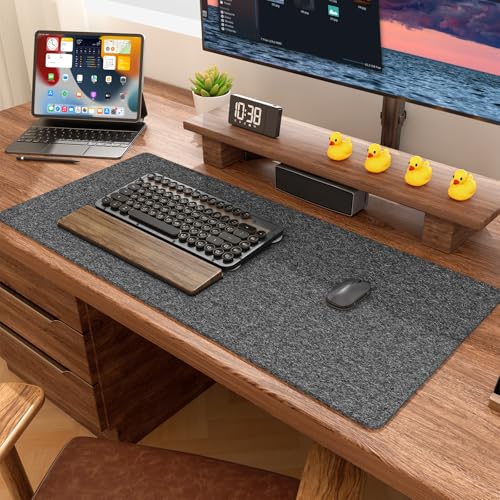 Image of Auhoahsil Felt Desk Mat, Minimalist Large Mouse Pad XL 31.5 x 11.8 in, Desk Matt for Desktop, Keyboard, Laptop, Computer, Office, Work from Home, Gaming, Gray