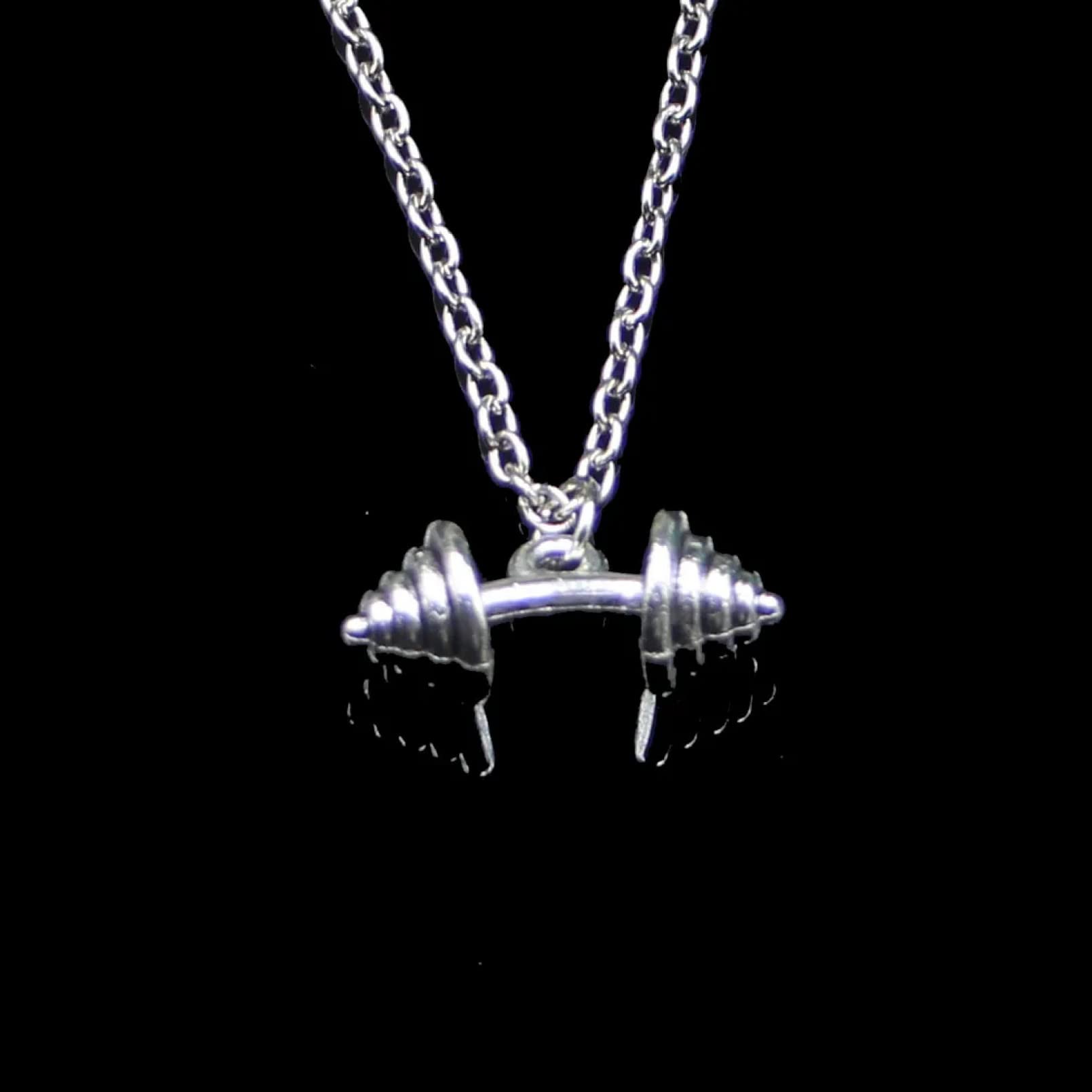 DFRIZ necklace pendant jewelry Fashion Fitness Equipment Dumbbell Pendant Necklace Link Chain For Female Choker Necklace Creative Jewelry party Gift