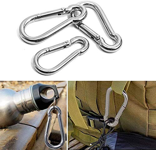 LCOUACEO Pack of 10 Carabiners 40 mm x 4 mm, 304 Stainless Steel Carabiner with Snap Hooks, Load Capacity Up to Approximately 80 kg - Image 2