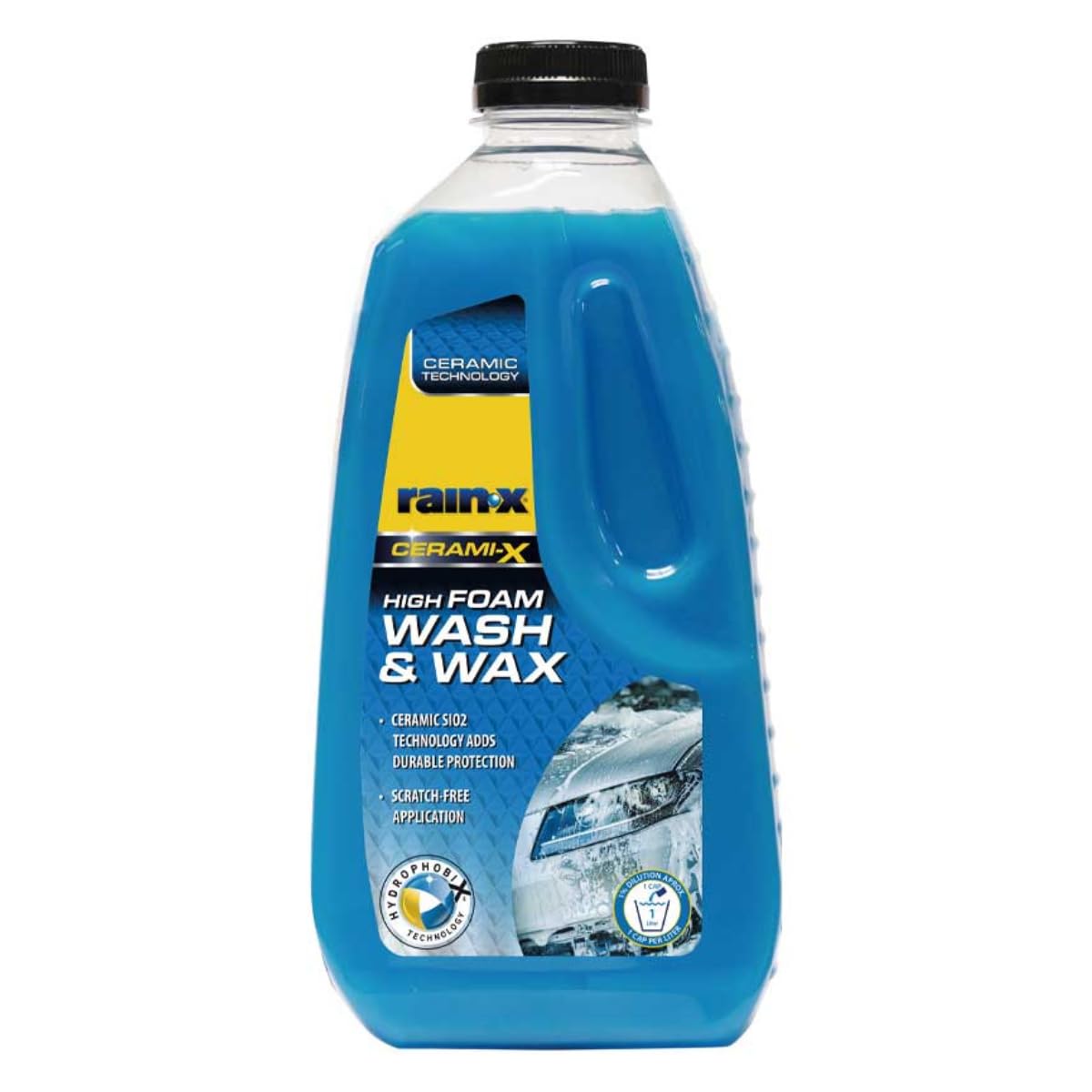 Rain-X High Foam Ceramic Wash & Wax - Foaming Car Shampoo with Si-O Technology - Deep Cleans & Protects - Water Repellency & Shine - 1L