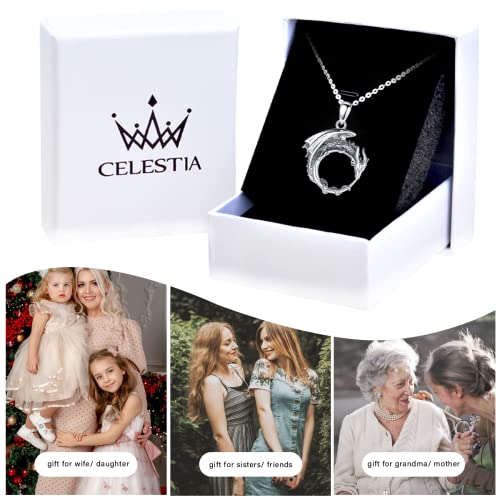 CELESTIA Donna Collana di Ouroboros Drago Ciondolo...