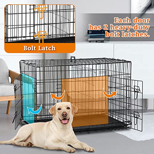 48 Inch Large Dog Crate Dog Kennel Cage Metal Wire Crates Pet Cages Double-Door Foldable Kennels with Handle and Plastic Tray Indoor&Outdoor,Black XXL 48 Inch Large Dog Crate Dog Kennel Cage Metal Wire Crates Pet Cages Double-Door Foldable Kennels with Handle and Plastic Tray Indoor&Outdoor,Black XXL