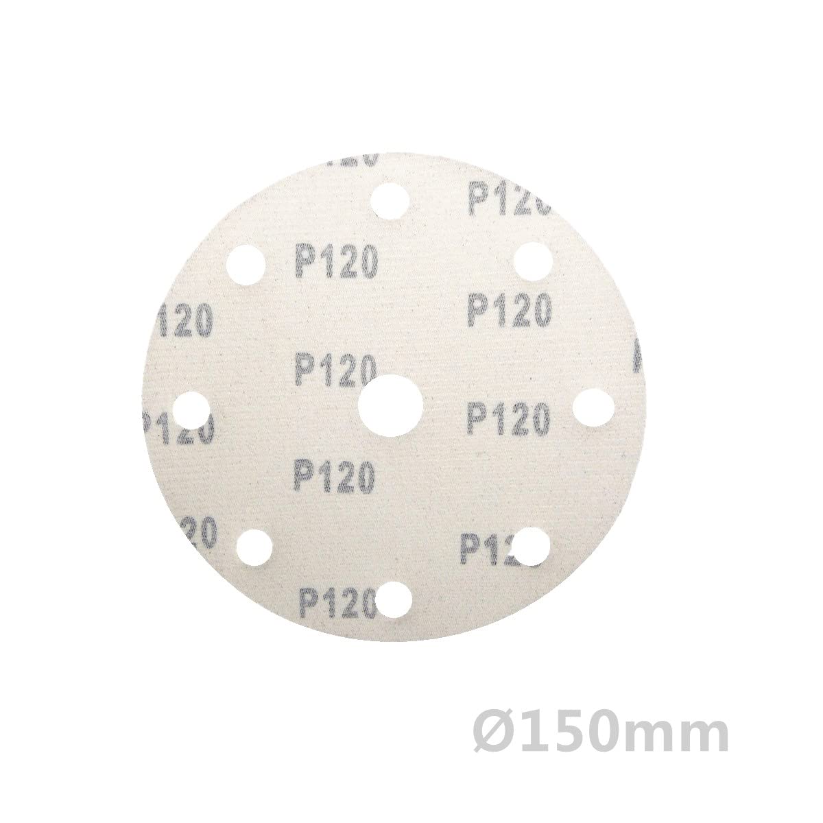 Discos de lija excéntricos (25 unidades, 150 mm de diámetro, 9 agujeros, grano P120)