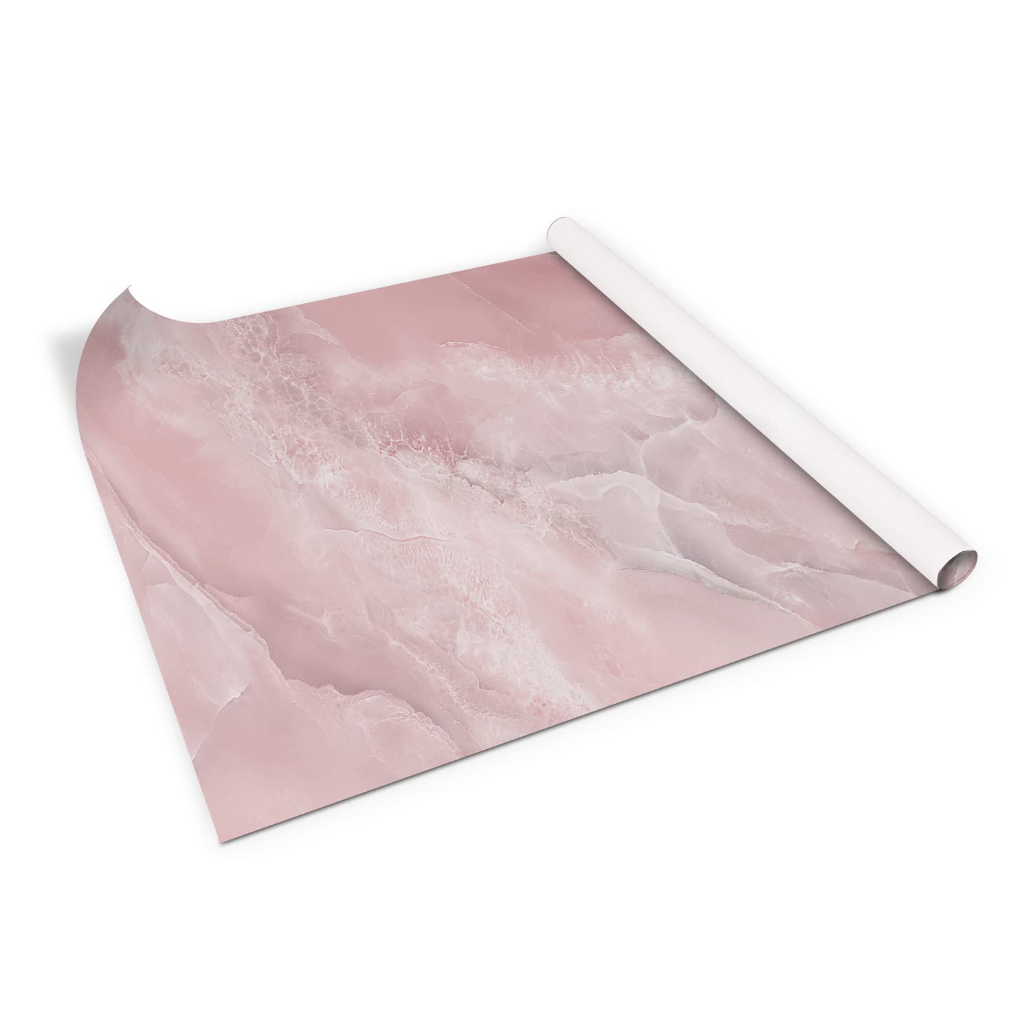 Feuille collante pour meubles marbre rose : rénovation placard sans bulle