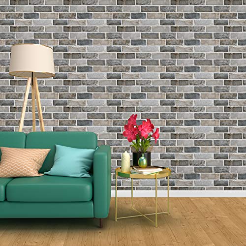Image of DWELLSINDIA Bricks Self Adhesive Peel and Stick PVC Wallpaper Waterproof, Scratch Resistant, Laminated (41CM X 244CM, Grey, Matt)