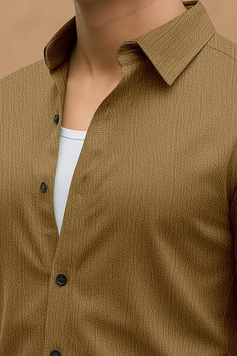 Image of Popcorn Textured Shirts for Men Mastard M