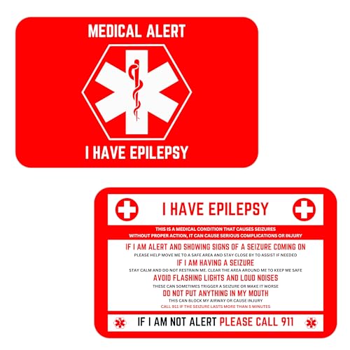 Epilepsy Medical Alert Wallet Card, Credit Card Size, Seizure Disorder Emergency ID for Quick...