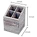 MyGift Torched Brown Wood Desktop Caddy with 4 Compartments, Cubed Shaped Office Supply Pen Pencil Cup Holder Storage Box Organizer Bin with Slant Top