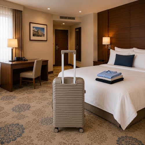 Image of 3G VACANZA Trolley Bags Hard Case Polypropylene, 4 Spinner Wheels, 360 Degree Wheeling Carry on Luggage, Travel Bag, Suitcase for Travel, Trolley Bags for Travel 28 in Khaki
