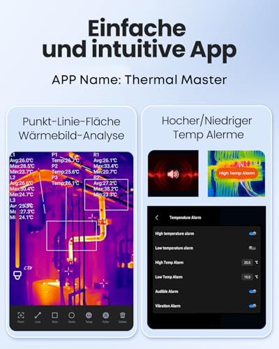 Wärmebildkamera Thermal Master P1 für iPhone 15/16 und Android Infrarotkamera Wärmebildkameras mit X³ IR Auflösung 320x240, -20℃-600℃ Haus-Inspektion 15x Zoom