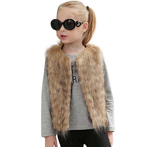 Girls Faux-Fur Villus Vest Jacket Thick Warm Waistcoat Toddler Baby Sleeveless Outwear Coat Party Dress Furry Overcoat