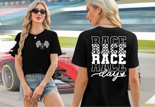 Race Day Shirts Flag Racing Outfits Women Funny Racing Flag Shirts Short Sleeve Tops3