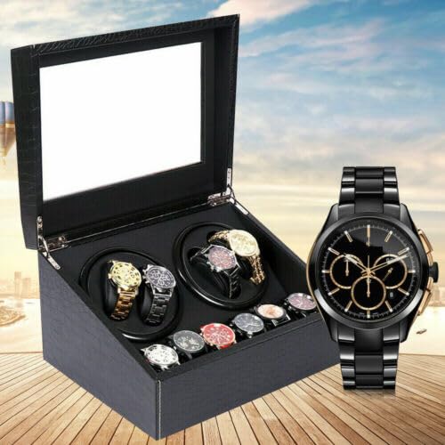 Automatische Uhrenbeweger Box, 4+6 Beweger Uhrenbox Automatikuhren Watch Winder Crocodile Pattern 30.5 * 23.5 * 18cm