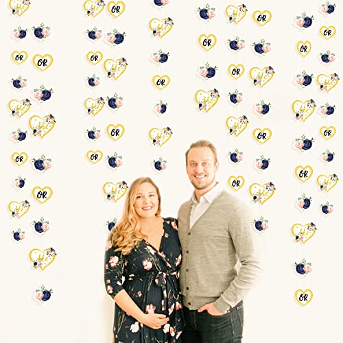 52Ft Gender Reveal Decorations He Or She Sign Garland Banner Navy Blue Blush Pink Gold Love Heart He Or She Reveal Streamer Backdrop For Boy Or Girl Gender Reveal Baby Shower Party Decoration Supplies #TOP4