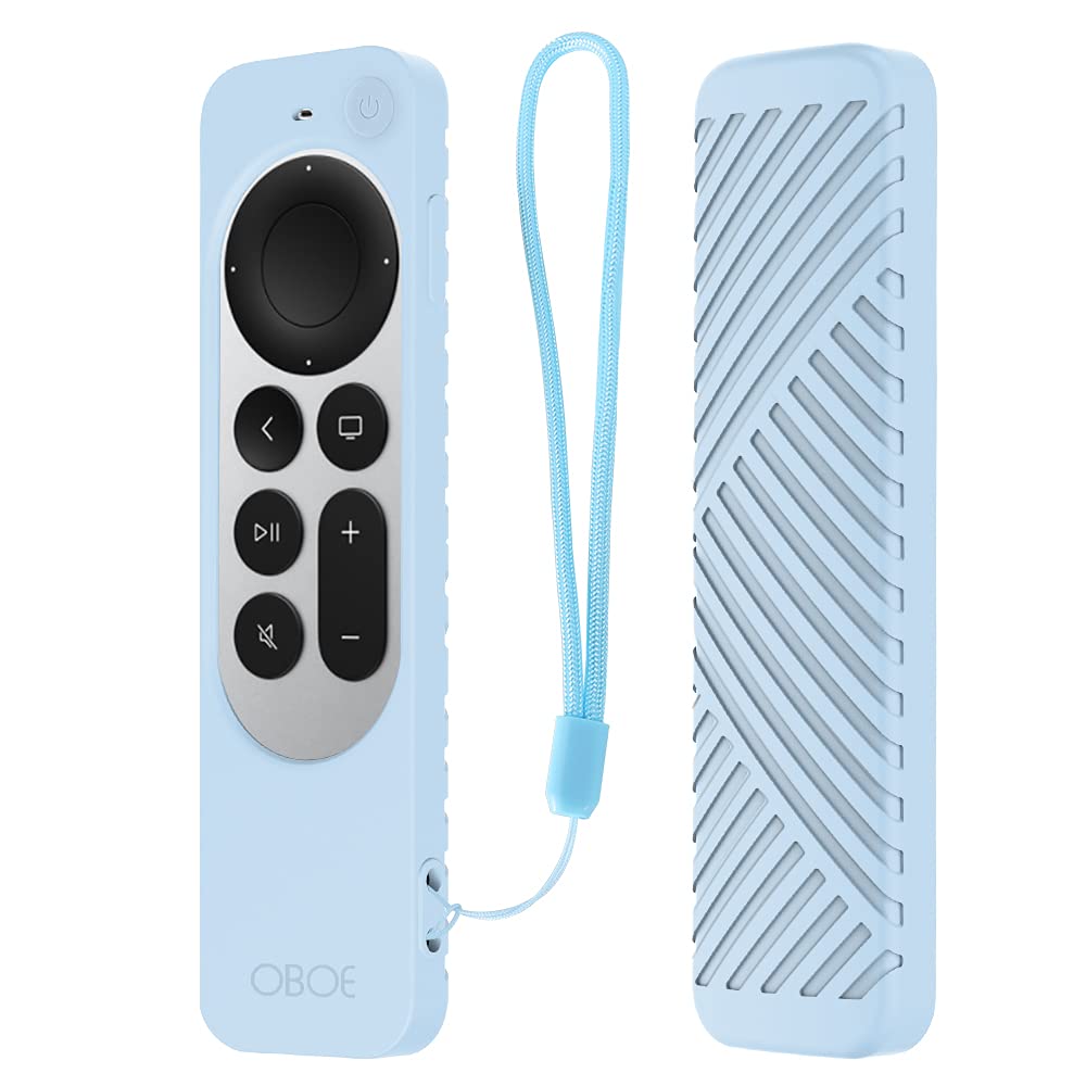 Protective Silicone Case Compatible with New Siri Apple TV 4k 2nd Generation Remote Skin-Friendly Shock Proof Anti-Slip Washable Protective Cover Sleeve (Light Blue)