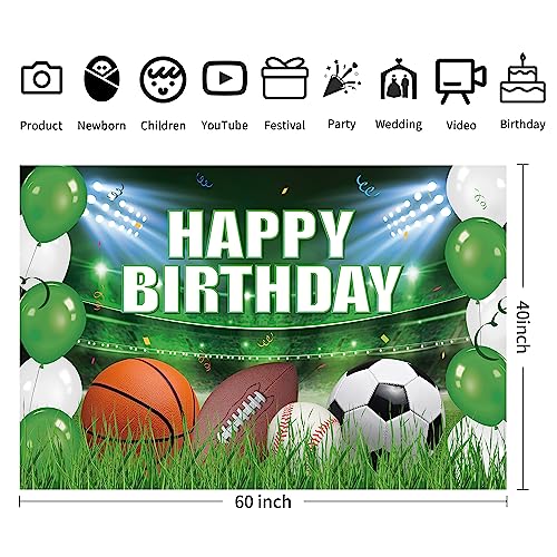 Fondo temático deportes para fiesta de cumpleaños 5x3ft miniatura 2