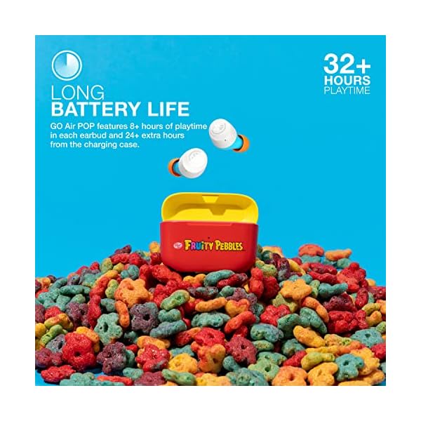 JLab Limited Edition Fruity Pebbles Go Air Pop True Wireless Bluetooth Earbuds + Charging Case, Dual Connect, IPX4 Sweat Resistance, Bluetooth 5.1 Connection, 3 EQ Sound Settings - Image 3