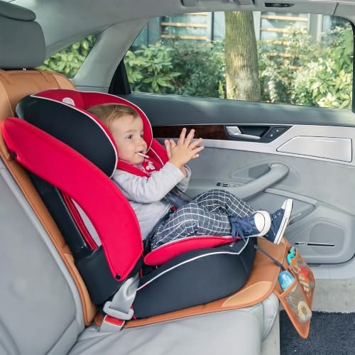 Image of SMART ELF Car Seat Protector 2-Pack, Thick Padding Cushion (Dark Brown) | Baby and Pets for Child Car Seat with Thicily Padded and Non-Slip Backing Mesh Pockets, Universal Size - Sedan SUV Truck