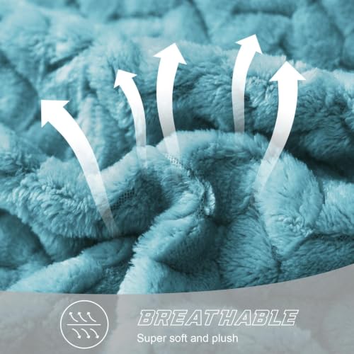 Image of Exclusivo Mezcla Fleece Throw Blanket for Couch Sofa, Slate Blue Soft Plush Blanket, Lightweight Flannel Throws for All Seasons, 50x70 Inches