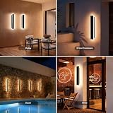 auralab 60cm Długa Lampa Ścienna Zewnętrzna, IP65 Wodoszczelna Długa Kinkiet Zewnętrzny, 3000K LED Nowoczesne Oświetlenie LED Zewnętrzna do Basenu, Salonu i Ganku, Czarna