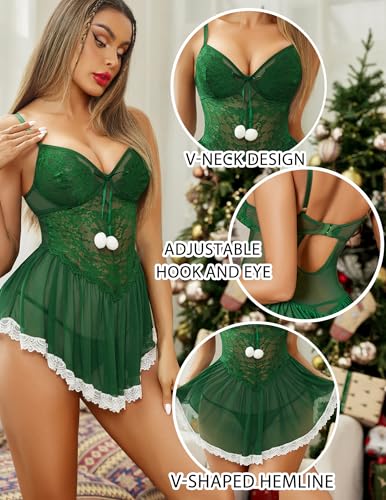 Avidlove Lingerie de Natal, Verde, G