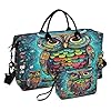 Art Abstrait des Hiboux Sac de Sport de Natation avec Sac de Rangement Maquillagede pour Voyage Femmes Filles