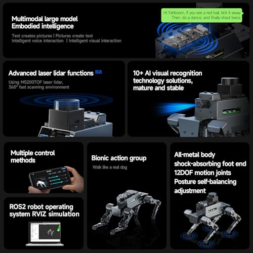 Image of Yahboom Raspberry Pi 5 Embodied Intelligence Robot Dog Python Programmable 12DOF Mechanical Dog DOGZILLA OpenCV (S2 Without Pi)